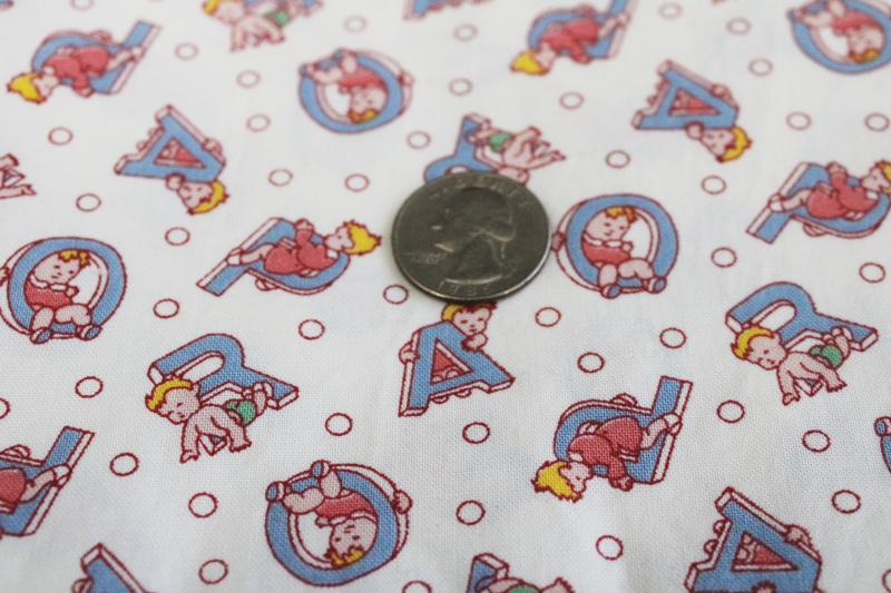 photo of vintage fabric, novelty quilting weight cotton w/ baby print alphabet letters #2