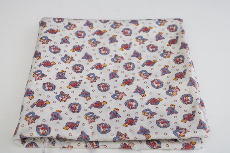 photo of vintage fabric, novelty quilting weight cotton w/ baby print alphabet letters #4