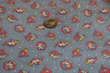 vintage fabric, novelty quilting weight cotton w/ baby print alphabet letters