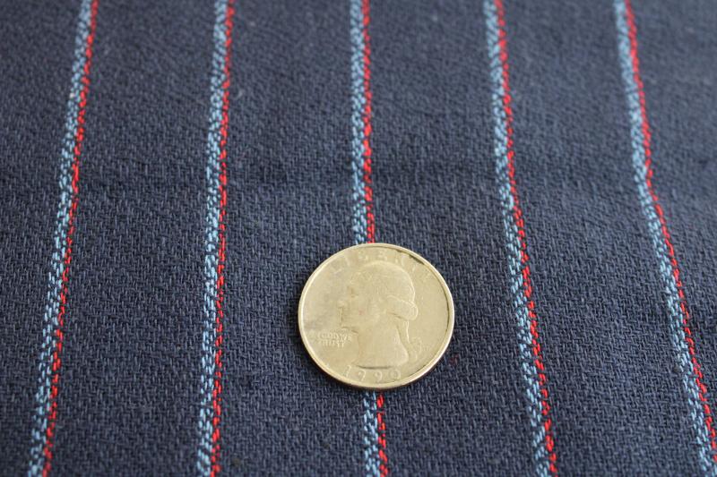 photo of vintage fabric, rayon blend suiting menswear pinstripe red & blue on navy #2