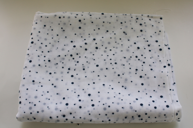 photo of vintage fabric, semi sheer cotton crepe, small print navy dots on white #1