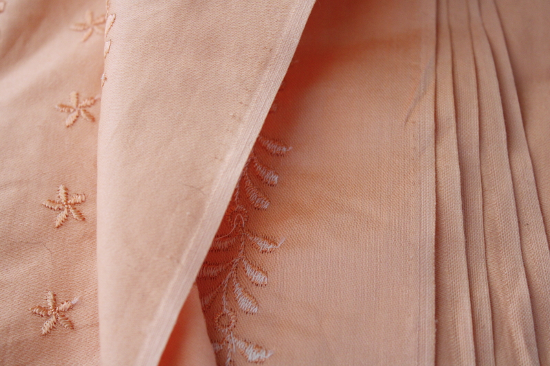 photo of vintage fabric, silky smooth Swiss cotton sateen w/ machine embroidery, cantaloupe melon solid color #3