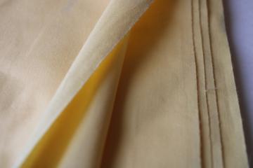 catalog photo of vintage fabric, soft cotton sateen, pale yellow solid color 4 yards
