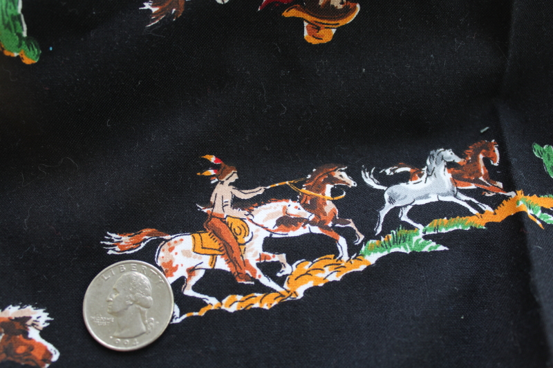 photo of vintage fabric w/ western rodeo cowboys print VIP Cranston cotton quilting weight #5