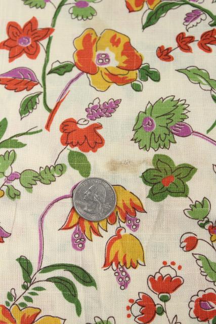 photo of vintage fabric, wildflowers floral print linen weave cotton / rayon #6