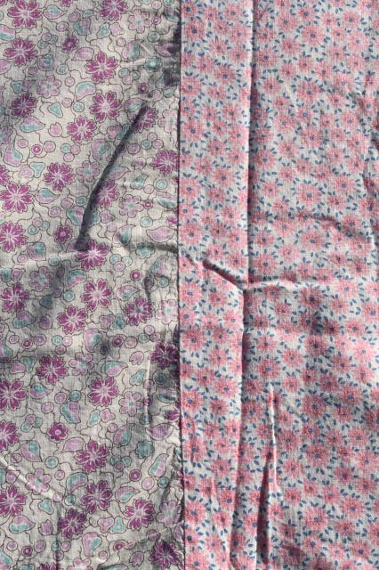 photo of vintage faded floral print cotton duvet eiderdown comforter covers & plain old quilt #6