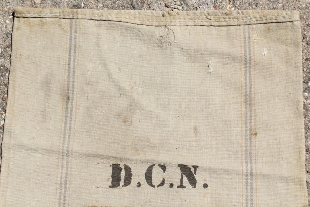 photo of vintage farm country grubby primitive feed bag, heavy cotton grain sack fabric #3