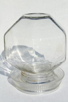 catalog photo of vintage farm country primitive chick waterer, big old glass globe jar for terrarium / display