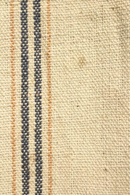 photo of vintage farm country primitive heavy cotton grain sack, Amoskeag seamless striped feed bag #5