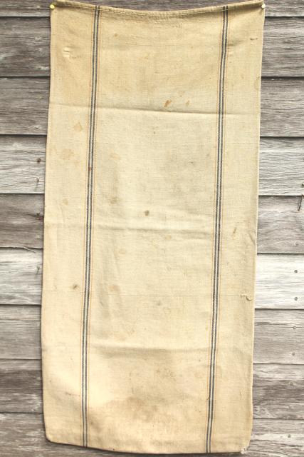 photo of vintage farm country primitive heavy cotton grain sack, Amoskeag seamless striped feed bag #6