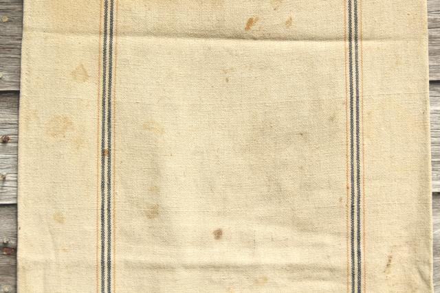 photo of vintage farm country primitive heavy cotton grain sack, Amoskeag seamless striped feed bag #7