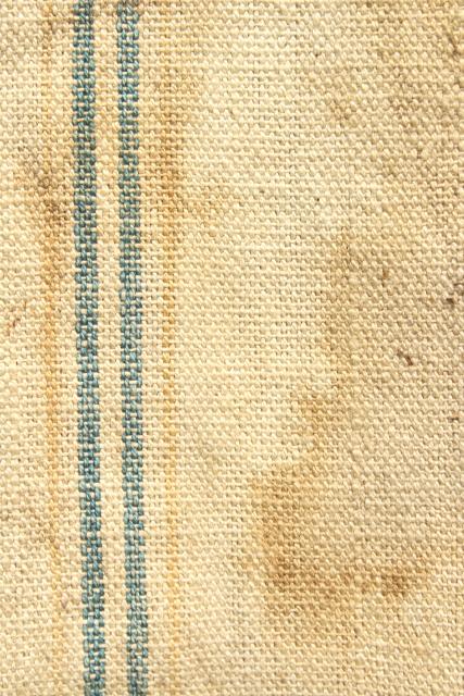 photo of vintage farm country primitive heavy cotton grain sack, Amoskeag seamless striped feed bag #4