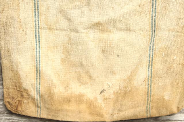 photo of vintage farm country primitive heavy cotton grain sack, Amoskeag seamless striped feed bag #7