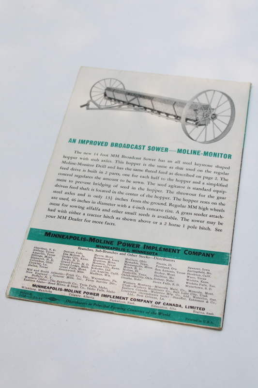 photo of vintage farm equipment catalog, Minneapolis Moline Monitor MM Modern Machinery grain drills #3