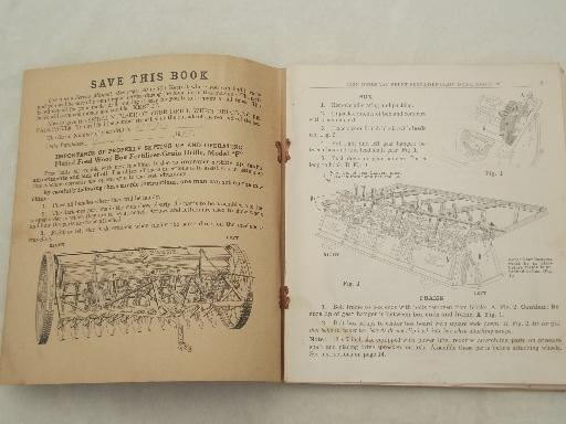 photo of vintage farm equipment manual for John Deere Van Brunt wood box grain drill #2