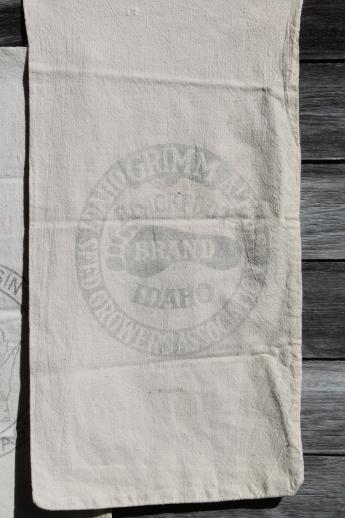 photo of vintage farm feedsacks lot, heavy cotton homespun type fabric grain & seed sacks #3