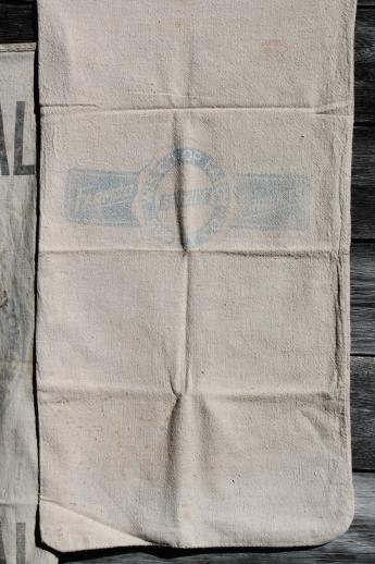 photo of vintage farm feedsacks lot, heavy cotton homespun type fabric grain & seed sacks #5