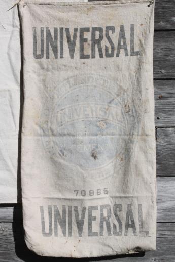 photo of vintage farm feedsacks lot, heavy cotton homespun type fabric grain & seed sacks #6