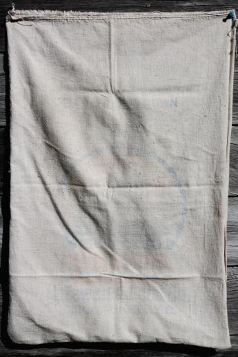 photo of vintage farm feedsacks lot, heavy cotton homespun type fabric grain & seed sacks #8