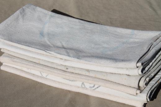 photo of vintage farm feedsacks lot, heavy cotton homespun type fabric grain & seed sacks #9