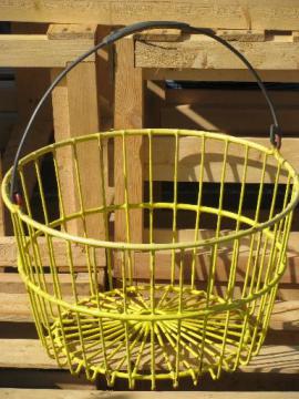 catalog photo of vintage farm or kitchen garden produce basket, old wire egg basket