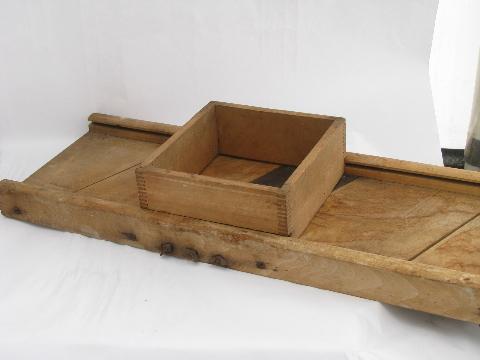 photo of vintage farm primitive, big old kraut cutter wood slaw box board #1