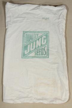 catalog photo of vintage farm seed advertising, print cotton feed sack fabric bag from Jung's Seeds