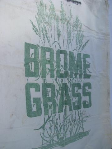 photo of vintage farm seed bag Brome Grass graphics old cotton feed sack fabric #1