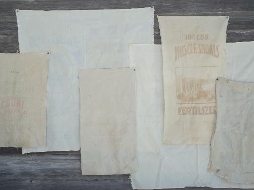 photo of vintage farm seed & feed sack fabric w/ old advertising graphics #1