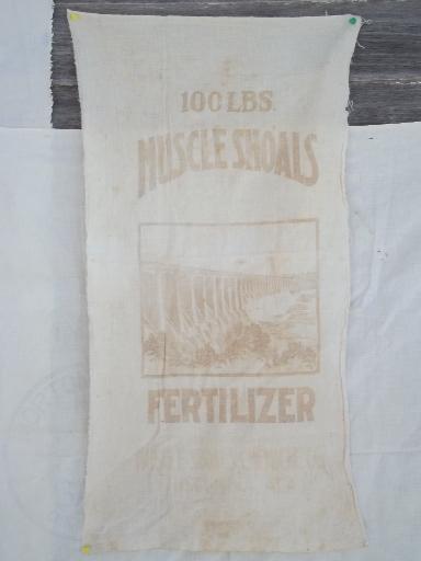 photo of vintage farm seed & feed sack fabric w/ old advertising graphics #6