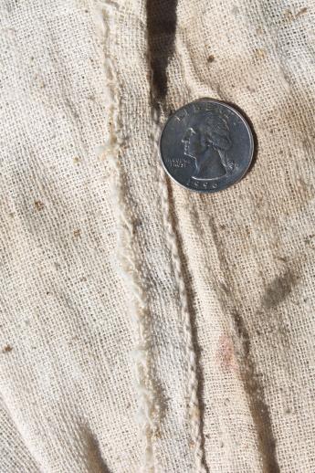 photo of vintage farm seed feedsack lot, primitive cotton sacks printed alfalfa & grass #5