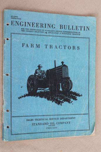 photo of vintage farm tractor service bulletin, 1940s Standard Oil  antique tractor advertising #1