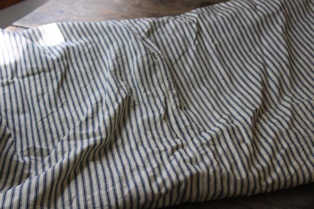 photo of vintage farmhouse cotton ticking cover for primitive old feather tick bed mattress #2