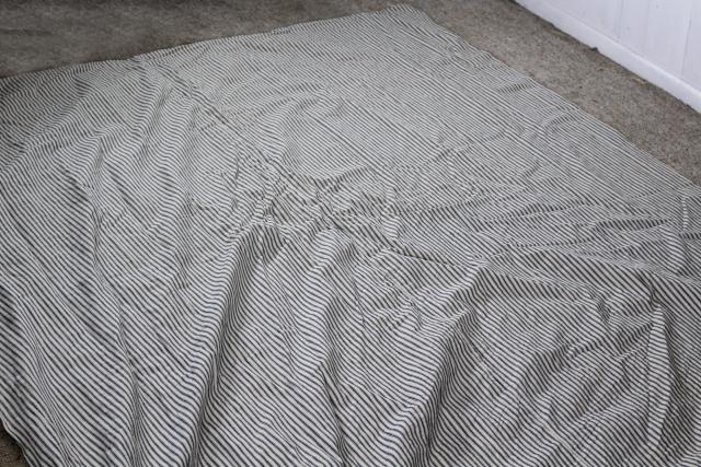 photo of vintage farmhouse cotton ticking cover for primitive old feather tick bed mattress #7