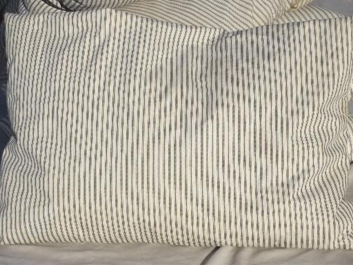 photo of vintage farmhouse feather pillows w/ antique indigo striped cotton ticking  #5