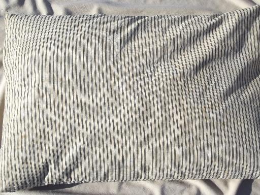 photo of vintage farmhouse feather pillows w/ antique indigo striped cotton ticking  #6