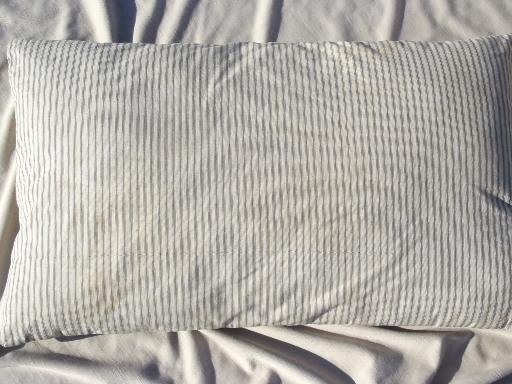 photo of vintage farmhouse feather pillows w/ antique indigo striped cotton ticking  #8