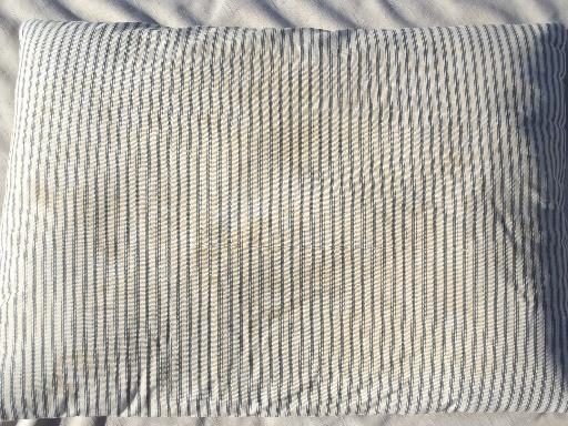 photo of vintage farmhouse feather pillows w/ antique indigo striped cotton ticking  #11