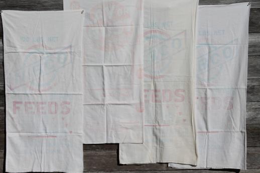 photo of vintage farmhouse kitchen towels made from old printed cotton feedsacks #1