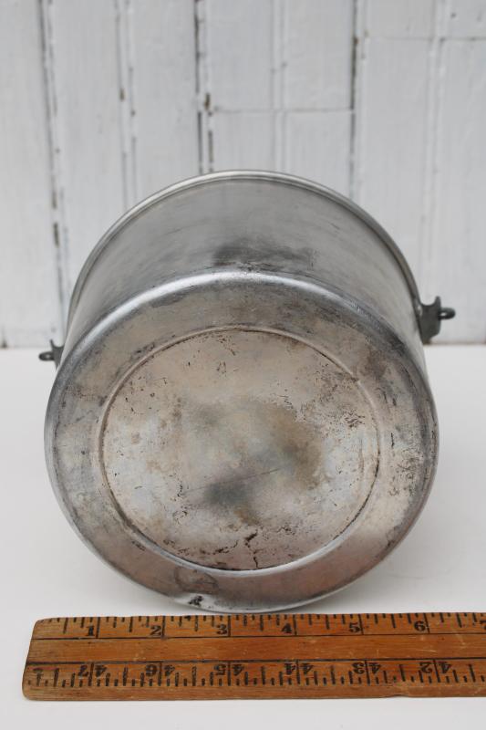 photo of vintage farmhouse milk pail, little metal bucket or child's size garden basket #5