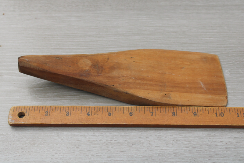 photo of vintage farmhouse primitive kitchen tool, wedge shape wood paddle butter scraper #2