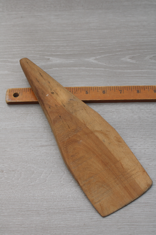 photo of vintage farmhouse primitive kitchen tool, wedge shape wood paddle butter scraper #4