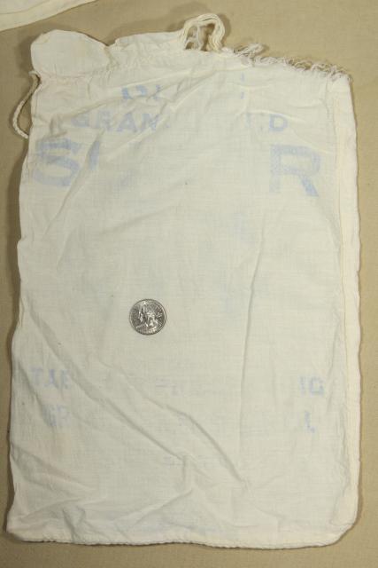 photo of vintage farmhouse unbleached cotton sugar sacks sewn up as bags w/ chain stitching #3