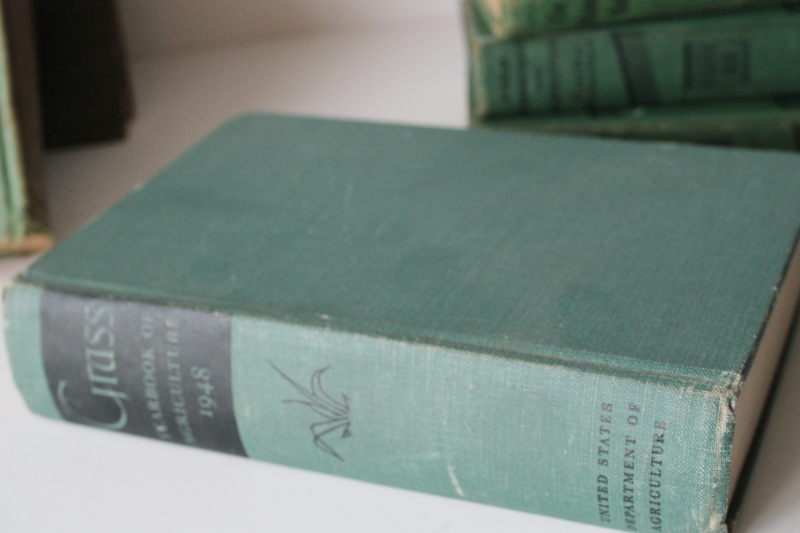 photo of vintage farming agriculture horticulture textbooks, 1930s 50s books old green cloth covers  #13