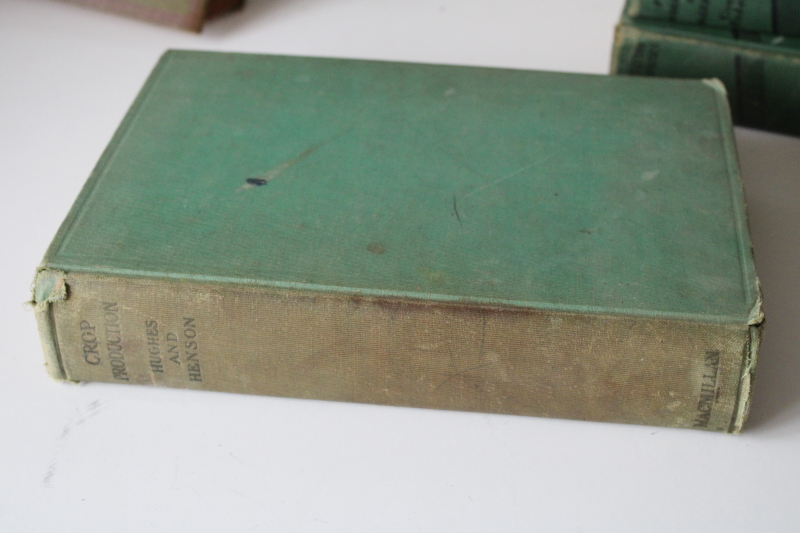 photo of vintage farming agriculture horticulture textbooks, 1930s 50s books old green cloth covers  #14