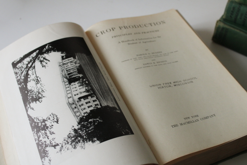 photo of vintage farming agriculture horticulture textbooks, 1930s 50s books old green cloth covers  #15