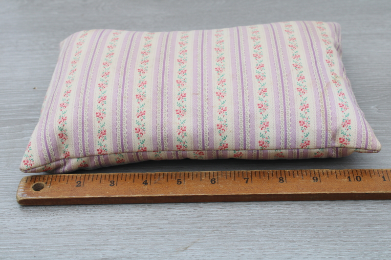 photo of vintage feather pillow, chair bench cushion or baby size neck pillow, flowered cotton ticking #2