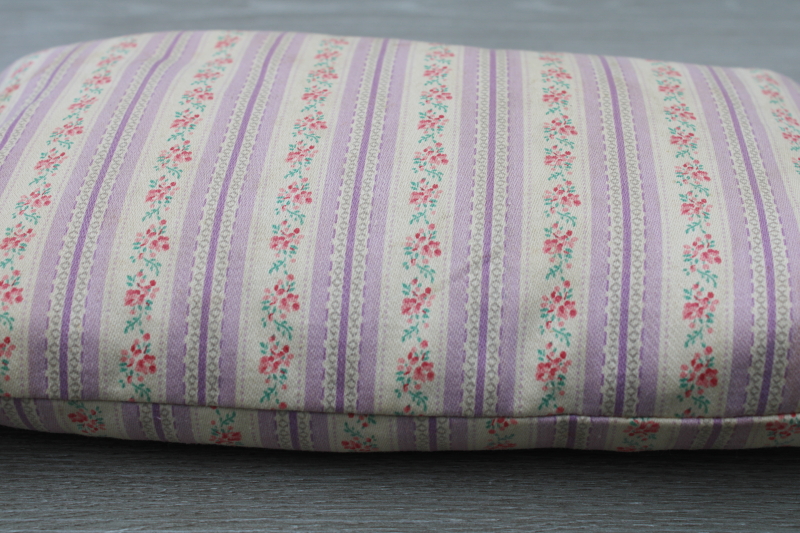 photo of vintage feather pillow, chair bench cushion or baby size neck pillow, flowered cotton ticking #5