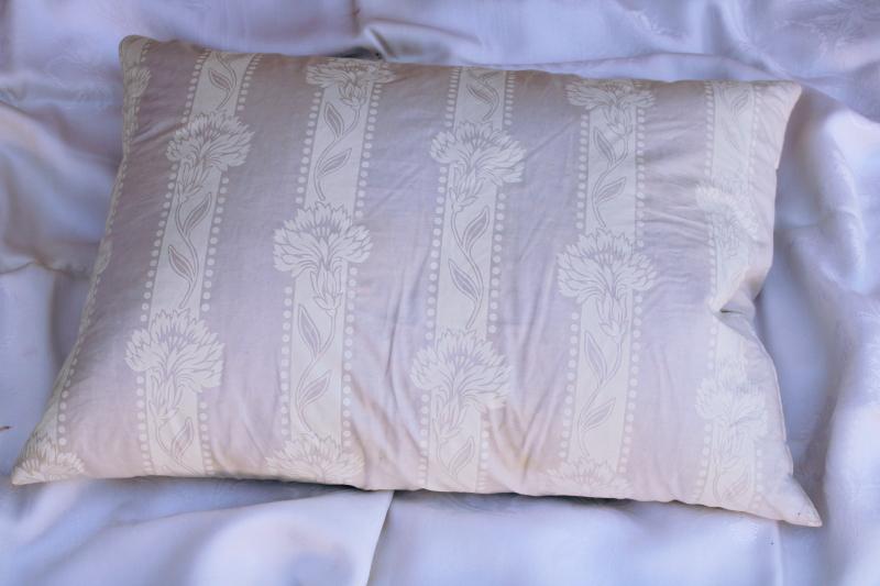 photo of vintage feather pillow in Harris cotton ticking fabric, all white farmhouse style #5