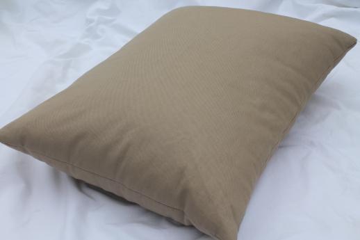 photo of vintage feather pillow, rustic camp / camping pillow w/ brown cotton twill cover #1